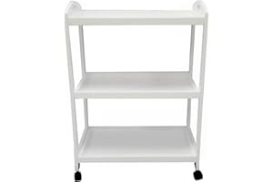 PREMZO Kitchen Trolley 3 Tier Wooden Cart Serving Island Rolling Portable Wheels Sideboard Utility Storage Rack Shelves For Dinning Office Home Classroom Kitchen (White)