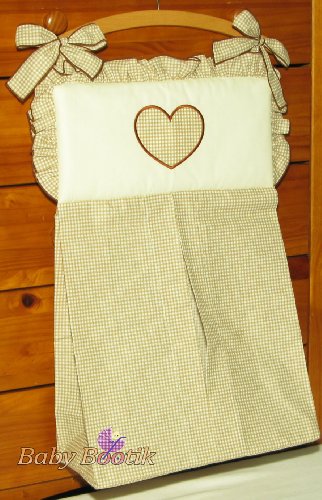 NAPPY STACKER / DIAPER BAG MATCH BABY NURSERY COT / COT BED BEDDING - HEARTS BEIGE