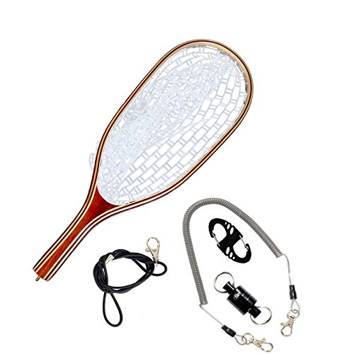 SF - Épuisette avec mailles en caoutchouc souple pour pêche à la mouche, pêche à la truite, pêcher-relâcher (pêche no-kill), Clear A Combo/Round Head, Round Head