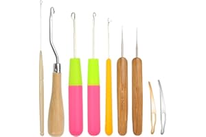 YTBYT 9 Pièces Loquet Crochet Aiguille Outil Dreadlocks Outil de Verrouillage des Cheveux pour Tressage pour Micro Extensions de Cheveux