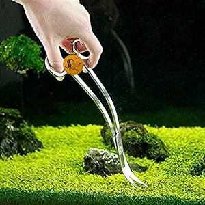 Sage Square Professional Aquarium Tongs Scissor Long Stainless Steel Wave Curve Scissor Tool for Fish Tank, Aquatic Plant Cleaning