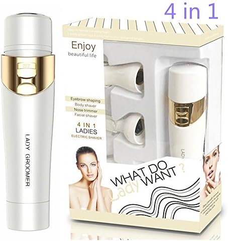4 in 1Women's Electric Shaver Kit THKJW Women's Painless Hair Remover Multic Functional Bikini Trimmer Mini Facial Nose Eyebrow Trimmer,Facial Hair Shaver,Battery