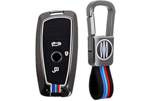 Happyit Alliage de Zinc + Silicone Souple Fluorescent Cas de Couverture de Clé de Voiture pour b-MW 1 3 5 Série F10 11 20 25 30 31 34 G20 30 X3 4 I3 M3 4 (3 Boutons, Couleur Mate)