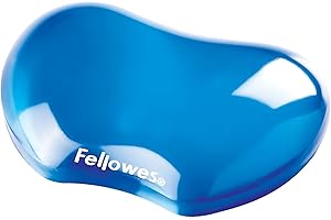 ‎FELLOWES Fellowes Handballenauflage Crystals - Flexible Handgelenkauflage mit weicher Gelfüllung - kompakt - ideal für Büro, Home Office, unterwegs und Gaming - abwaschbar - Farbe: blau