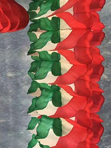 13ft/4m Length Traditional Paper Garland Christmas Decoration in Red/White/Green Flame Resistant Paper - Pack of 3