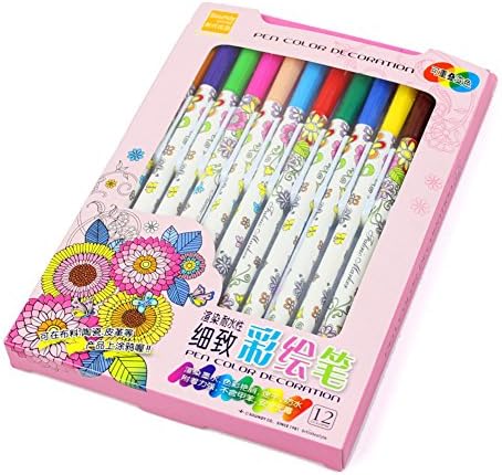 Zanza 12 Colors Secret Pens Water Based Assorted Ink Non-toxic Marker Coloring Pens for School Office Students or Drawing Artist Hobbyist Colored Pen Set Pencils Ink