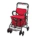 Produktbild Gtt Warenkorb Senior Scooter Old Man Trolley Faltbare Push Sit Walker Mit Seat 4-Rad Warenkorb Einkaufswagen Multifunktionskorb Warenkorb (Color : Red, Size : 90 * 47 * 41cm)
