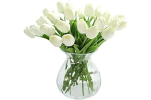Justoyou, tulipani artificiali, in lattice a effetto realistico, per bouquet da sposa, matrimonio, casa, giardino, decorazione, Beige-10