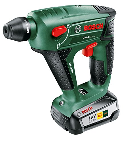 Bosch DIY Akku-Bohrhammer UneoMaxx, Akku, Ladegerät, Rundschaftadapter, 2 SDS-Quick Betonbohrer, 2 Hex-Schaft Bohrer, 4 Bits, Koffer (18 V, 2,5 Ah, 10 mm Bohr-Ø Beton) - 3