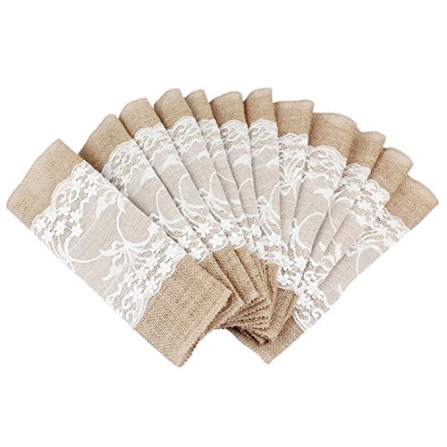 PsmGoods® Rustic Burlap Lace Hessischen Tischläufer Natürliche Jute für Hochzeits-Festival Ereignis Tischdekoration 12×108 „Weiße Spitze- - 7