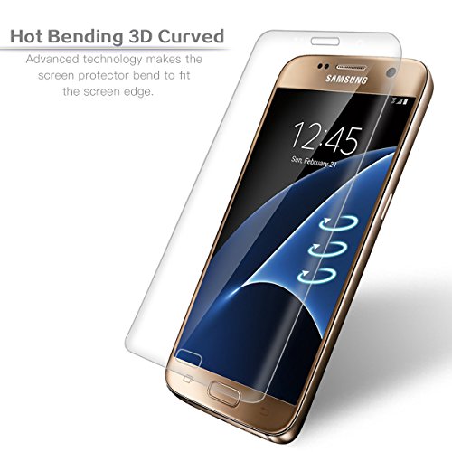 Samsung Galaxy S7 Folie, Galaxy S7 Schutzfolie, Fraelc® Panzerfolie [Full Screen Coverage] 9H Hartglas Displayschutzfolie für Samsung Galaxy S7 (Transparent) - 5