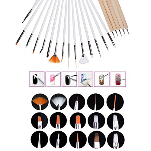 MAKARTT 20pcs Nail Art Design Painting Brush Dotting Tool Kit Set