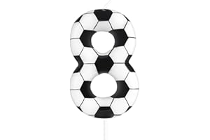 Zolunu Candela per torta di 8° compleanno a tema calcio, candela numero 8, forniture per decorazioni per feste a tema sportivo