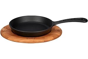 LAVA Cookware LV Eco Y STV 16 K4 Padella e Piastra in Legno, Rotondi, Diametro 16 cm, Ghisa, Nero
