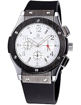 MEGIR Herren Sport Uhren wasserdicht Chronograph Auto Datum lässig Silikon Armbanduhr