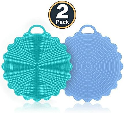 2Pcs Silicone-Sponge-Dish-Scrubber-Brush[Reusable, Antybacterial], Multifunctional Fruit Washer/Vegetable Cleaner/Heat-resistant Mat For Kitchen Cleaning/Dishwashing