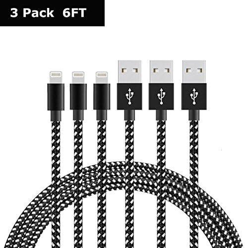 [3 Pack 2m] iPhone Charger Cable, 6ft Extra Long Lightning Cable Nylon Braided iPhone 6 Charger Cable Charging USB iPhone Lightning Cord for iPhone 7/7 Plus/6s/6s Plus/6/6 Plus/5/5S/5C/SE, iPad 4, iPad Air 1/2, iPad Mini 1/2/3, iPod - iOS10