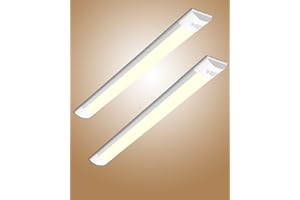 Bellanny LED Fluorescente 60cm, 20W 2400LM Lámpara LED de Techo, 3000K Blanco Cálido Neon Led Tubo, IP40 130°Ángul Luz de Garaje, LED Batten Light para Oficina Taller Almacén Baño Cocina Barra, 2pc