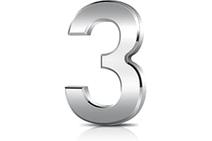 TOCED 3 Inches 3D Mailbox Numbers, Waterproof Self-Adhesive Address Stickers for House, Mail Boxes, Hotel Rooms - Silver (3)