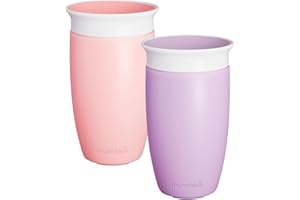 ‎MUNCHKIN Munchkin Miracle 360°-Trinkbecher für Babys und Kleinkinder, 2er-Set, BPA-frei, auslaufsicher, spülmaschinenfest, für Kinder ab 12 Monaten, rosa/lila - 296 ml