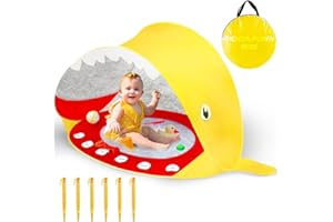 DeFieltro Tente de plage pour bébé UV 50 - Protection contre le vent - Plage de requin amusante avec piscine - Tente de plage pliable et visible - Iglu avec parasol et pare-vent - Installation facile