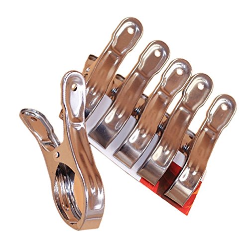Waescheklammern – SODIAL(R)6 PC Edelstahl Strandtuch Clips Waescheklammern Klammern Halten Sie Ihr Handtuch Aus Verwehen - 2