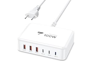 AIONEUS Chargeur USB C, 100W 6 Port Chargeur Rapide USB C Multiple Secteur 3 USB-c+3 USB-A 3.1A Type C Adaptateur Chargeur USB pour iPhone 17 16 15 14 13 12 11 Pro Max, MacBook Pro/Air iPad, Samsung S24 S23