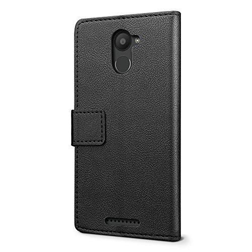 SLEO Funda BQ Aquaris U Plus  Cartera Carcasa Piel PU Suave Flip Folio Caja Super Delgado  Estilo Libro Soporte Plegable y Cierre Magn  tico  para BQ Aquaris U Plus - Negro
