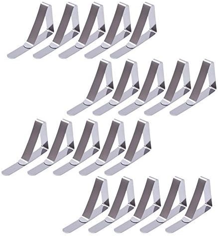 QIAOzuo Adjustable Tablecloth Clips Stainless Steel for Home Party Restaurant Pack of 20