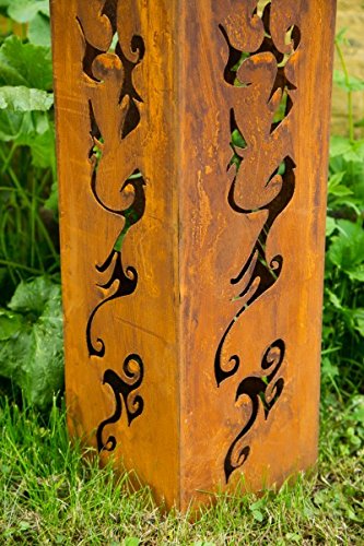 Feuersäule / Säule Metall Edelrost H: 80cm Standsäule f. Bioethanol + Brennpaste - 4