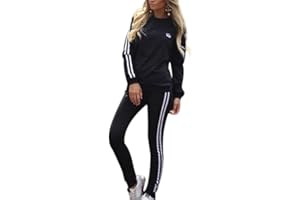 TIDECC Women Tracksuit Set Long Sleeve Stripe Sweatshirt Hoodies+Pants Sports Suits 2PCS Full Tracksuit 4 Colours