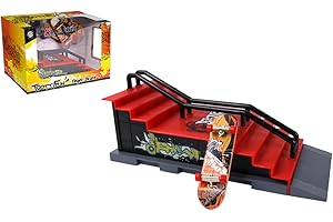 TROTTIFUN - Finger Skate y una rampa de Escalera - 031430 - Metal y plástico - Skateboard - Dedo - Juguete para niños - Cumpleaños - Regalo - Coleccionable - Tabla de Rodillos - A Partir de 3 años