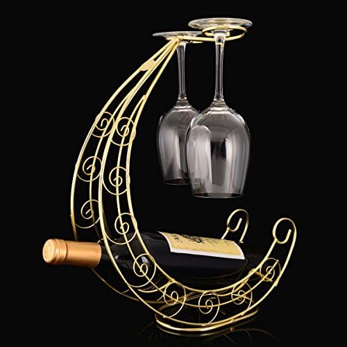 Wkaijc Iron Metal Personality Moon Boat Upside Down Ornaments Red Wine Cup Holder Hanging Cup Holder Hanging Cup Holder,Gold
