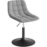WOLTU Dressing Table Stool with Backrest, Velvet, Light Grey | Height Adjustable 60.5-72 cm, with Footrest and Metal Base, fo