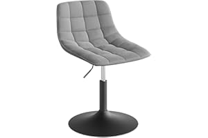 WOLTU Taburete Tocador con Respaldo, Altura Ajustable, Silla Maquillaje, con Reposapiés y Base Metalicas, Chenilla, Blanco, BH300hgr-1