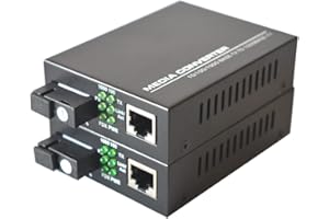 Primeda-telecom A pair of Gigabit Ethernet Singlemode Fiber optic Media Converter,100/1000Mbps RJ45 to 1000M Bi-Directional Single-Mode SC Fiber Transceiver RJ45 to Fiber up to 20Km