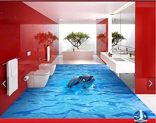 Chlwx 3D Wallpaper Custom 3D Floor Painting Wallpaper Dolphin 3D The Bathroom Floor 3D Sitting Room Photo Wallpaper 200Cmx150Cm