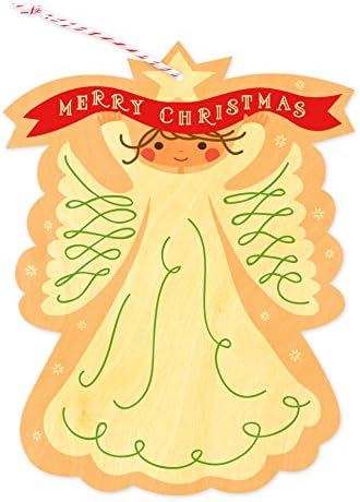 Night Owl Paper Goods Angel Wood Ornament Holiday Card