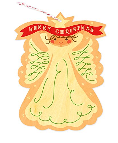 Night Owl Paper Goods Angel Wood Ornament Holiday Card