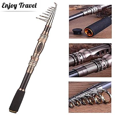 GWFISH Canne a Peche Silure Surfcasting Truite Spinning, Ultra Léger Pôle de Pêche Carpe Télescopique Portable en Fibre de Carbone Casting Carnassier pour l'eau Salée et d'eau Douce,1.8m