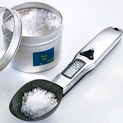Gearmax® Elektronisch Digital Küche Löffel Gewicht Maßstab Kochlöffel Digital Spoon Scale Mit LCD Display Küche Gewicht 300g/0.1g (Silber, Schwarz Löffel) - 2