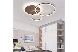 MYLJP LED Deckenleuchte Wohnzimmerlampe Ring Design Metall Deckenlampe Mit Fernbedienung Dimmbar Acryl Deckenbeleuchtung Kinderzimmer Lampe Esszimmer Schlafzimmerlampe Lichter Kronleuchter (Color : Braun,