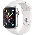 Apple Watch Series 4 44mm (GPS + Cellular) - Cassa In Alluminio Color Argento Con Bianco Cinturino Sport (Ricondizionato)