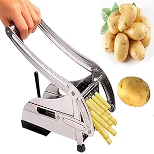 Aibrisk Stainless Steel Potato Chipser French Fries Chips Maker Machine Snacks Finger, Silver, Medium