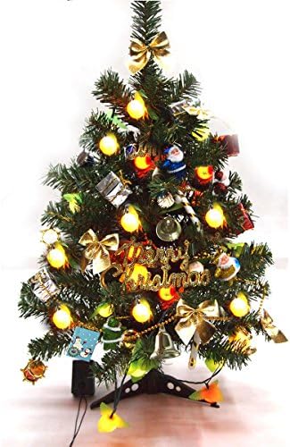 Gold mango Artificial Christmas tree Traditional Green Indoor Xmas LED Lighting Table Tree 60cm-23.6inch High Weight 0.5kg