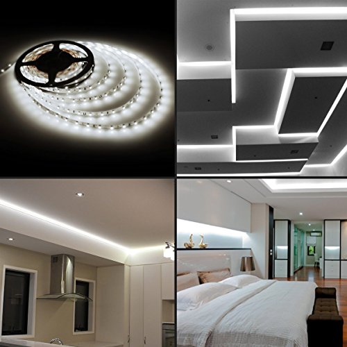 LE 2er 5m LED Streifen 300er 3528 12V DC Kaltweiß 6000 Kelvin, LED Lichtband Leisten, Nicht wasserdicht, LED Lichtleisten Band - 5