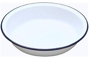FALCON ENAMEL Traditional Circular Round 24cm Falcon White Enamel Pie Dish (Single)