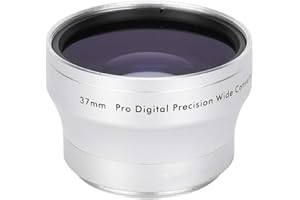 Akozon Lentes de la cámara Lente Adicional de Aumento Gran Angular de la cámara de Vidrio óptico Plateado 0.45X para Lente de videocámara de 37 mm