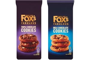 LINENVALE Fox's Fabulous Cookies | A pack of 2 | Milk Chocolate Chunkie Cookie and Triple Chocolate Chunkie Cookie | An Ideal Biscuit for a Gift or to Treat Yourself | 180 g