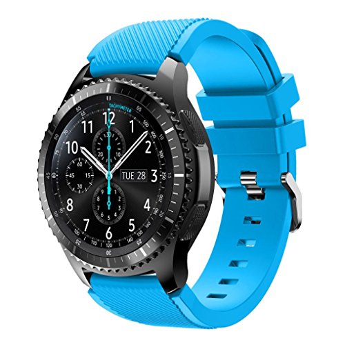Para Samsung Gear S3 Frontier, DoraMe Moda de los Deportes de Silicona Pulsera Correa Bandera (Cielo azul1)